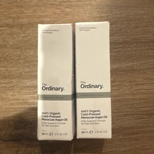 Two bottles of The Ordinary Moroccan Argan Oil